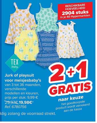 Carrefour Jurk Of Playsuit Voor Meisjesbaby's aanbieding