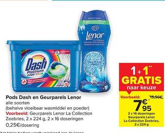 Carrefour Pods Dash En Geurparels Lenor aanbieding
