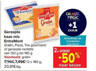 Carrefour Geraspte Kaas Mix Entremont aanbieding