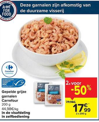 Carrefour Gepelde Grijze Garnalen aanbieding