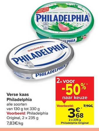 Carrefour Verse Kaas Philadelphia aanbieding