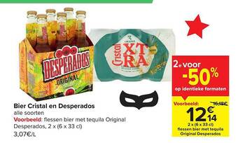 Carrefour Bier Cristal En Desperados aanbieding