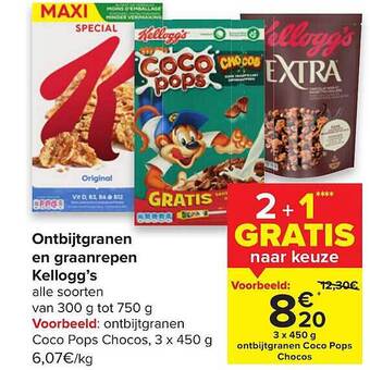 Carrefour Ontbijtgranen En Graanrepen Kellogg's aanbieding