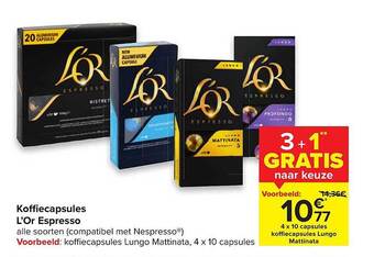 Carrefour Koffiecapsules L'or Espresso aanbieding
