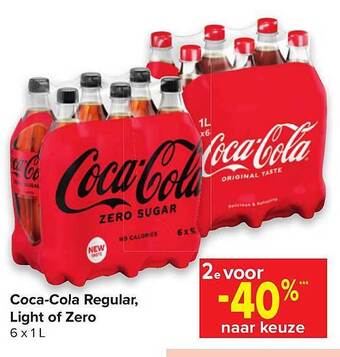Carrefour Cocacola Regular, Light Of Zero aanbieding