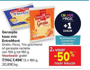 Carrefour Geraspte Kaas Mix Entremont aanbieding