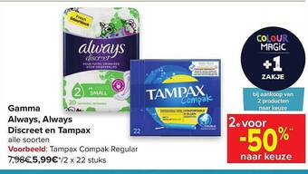 Carrefour Gamma Always, Always Discreet En Tampax aanbieding