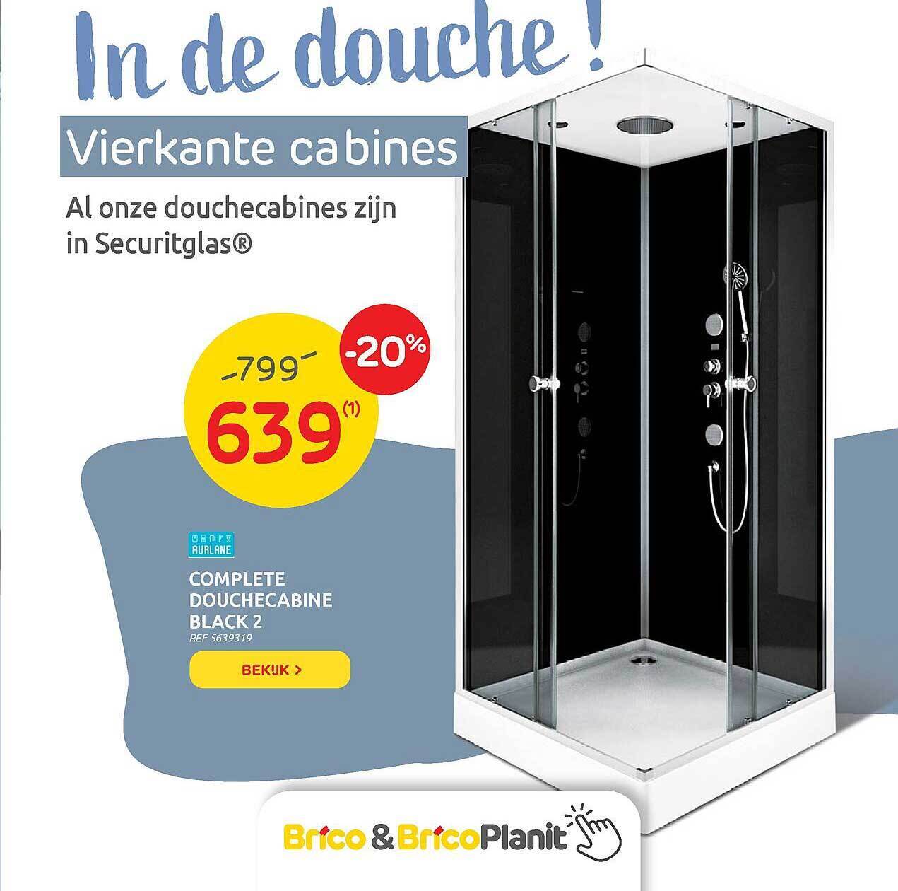 Complete Douchecabine Black 2 promotie bij Brico