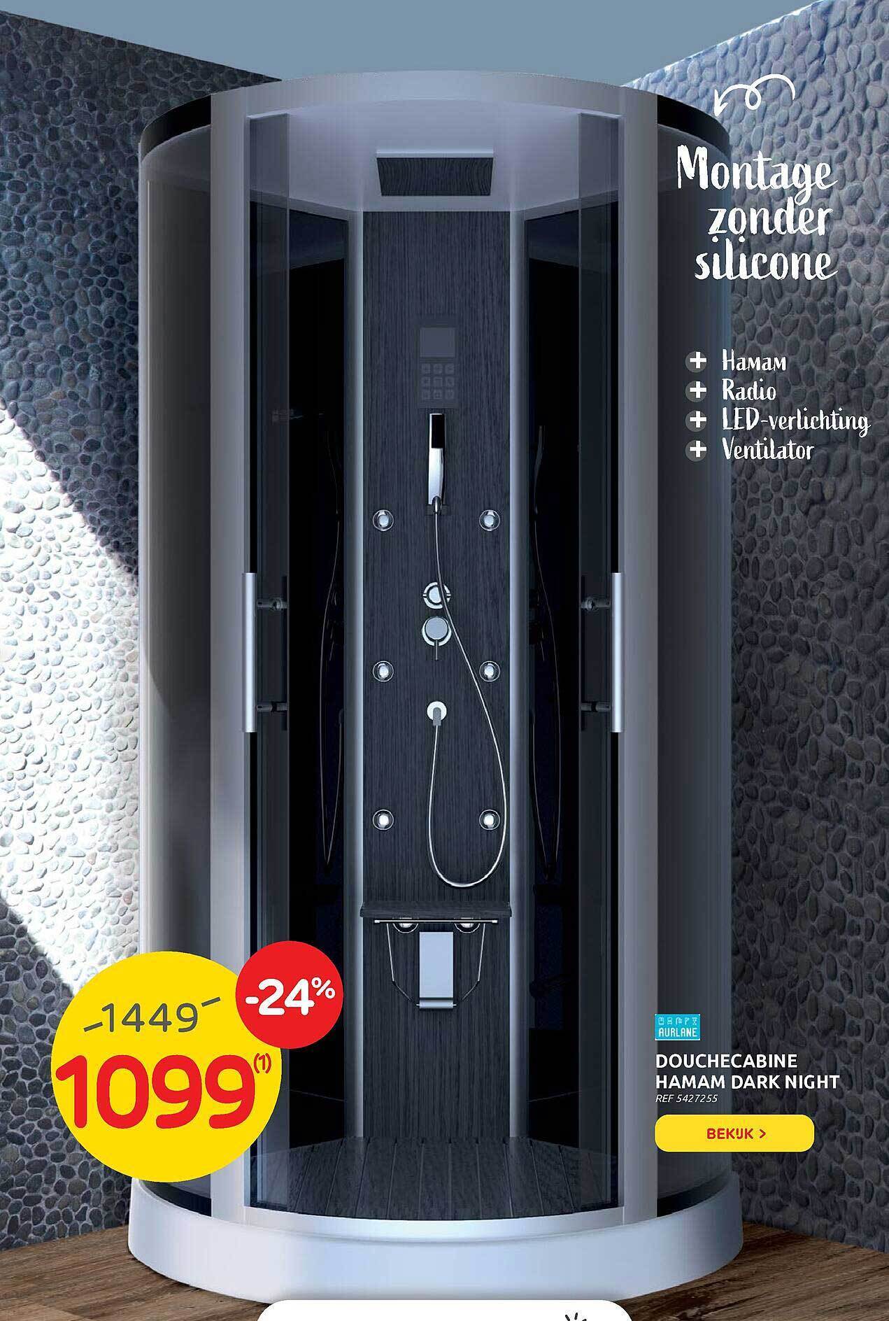 Douchecabine Hamam Dark Night promotie bij Brico