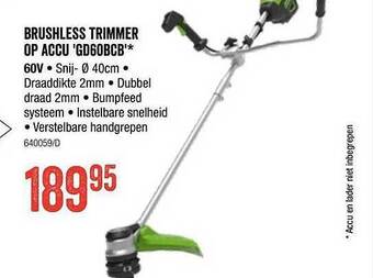 HandyHome Brushless Trimmer Op Accu 'gd60bcb' 60v aanbieding