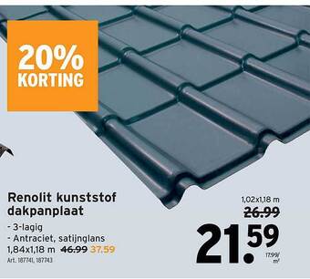 GAMMA Renolit Kunststof Dakpanplaat aanbieding
