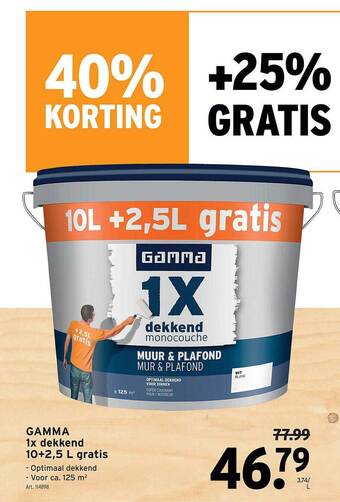 GAMMA Gamma 1x Dekkend 10+2,5 L Gratis aanbieding