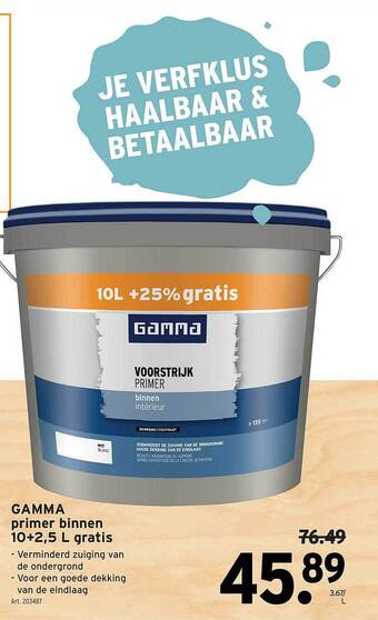 GAMMA Gamma Primer Binnen 10+2,5 L Gratis aanbieding