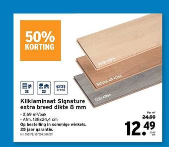 GAMMA Kliklaminaat Signature Extra Breed Dikte 8 Mm aanbieding