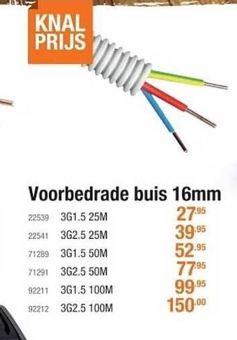 Cevo Voorbedrade Buis 16mm aanbieding