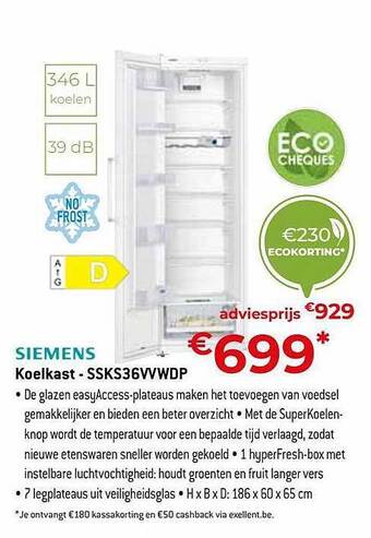 Exellent Siemens Koelkast - Ssks36vvwdp aanbieding