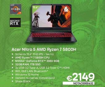 CompuDeals Acer Nitro 5 Amd Ryzen 7 5800h aanbieding