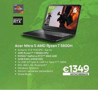 CompuDeals Acer Nitro 5 Amd Ryzen 7 5800h aanbieding