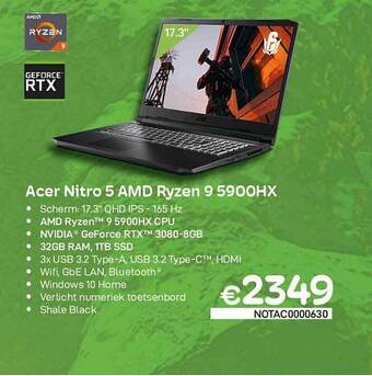 CompuDeals Acer Nitro 5 Amd Ryzen 9 5900hx aanbieding