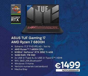 CompuDeals Asus Tuf Gaming 17 Amd Ryzen 7 6800h aanbieding