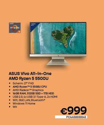 CompuDeals Asus Vivo Allinone Amd Ryzen 5 5500u aanbieding