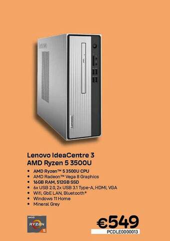 CompuDeals Lenovo Ideacentre 3 Amd Ryzen 5 3500u aanbieding