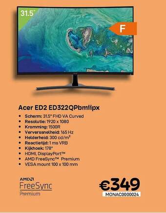CompuDeals Acer Ed2 Ed322qpbmiipx aanbieding