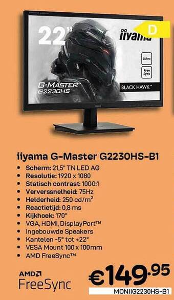CompuDeals Iiyama Gmaster G2230hsb1 aanbieding