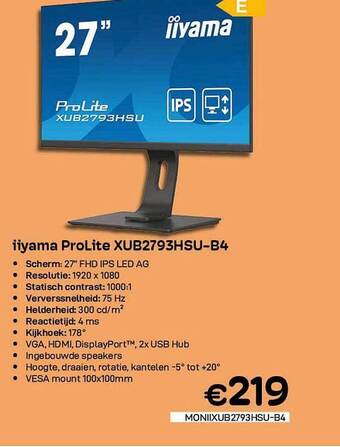 CompuDeals Iiyama Prolite Xub2793hsub4 aanbieding