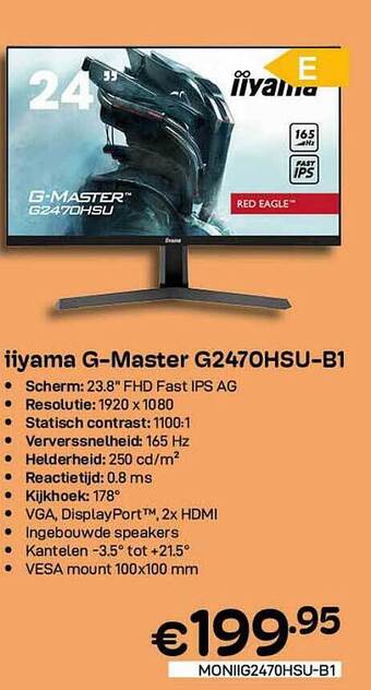 CompuDeals Iiyama Gmaster G2470hsub1 aanbieding