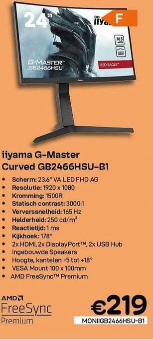CompuDeals Iiyama Gmaster Curved Gb2466hsub1 aanbieding