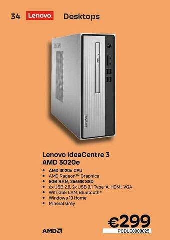 CompuDeals Lenovo Ideacentre 3 Amd 3020e aanbieding
