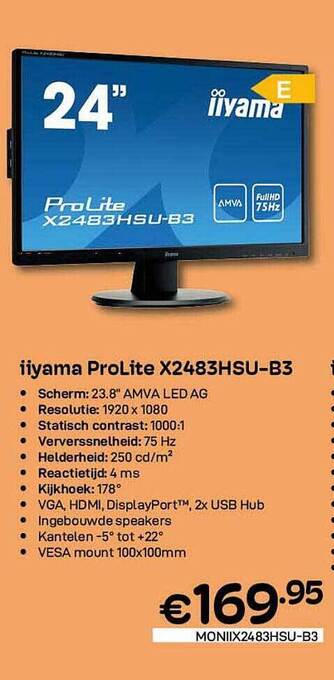 CompuDeals Iiyama Prolite X2483hsub3 aanbieding