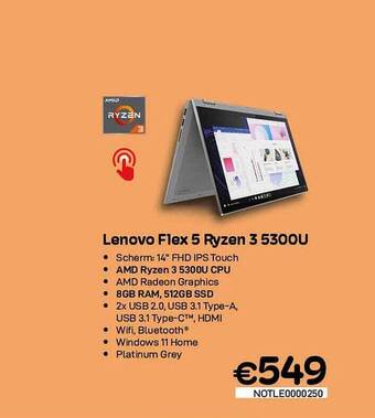 CompuDeals Lenovo Flex 5 Ryzen 3 5300u aanbieding