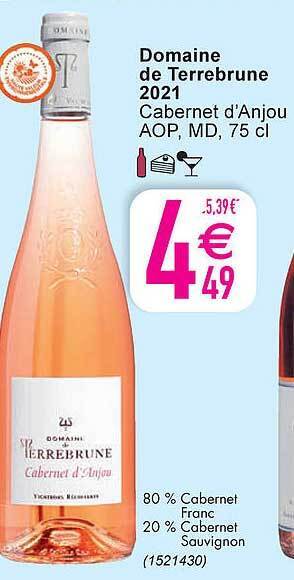 Cora Domaine De Terrebrune 2021 Cabernet D'anjou Aop aanbieding