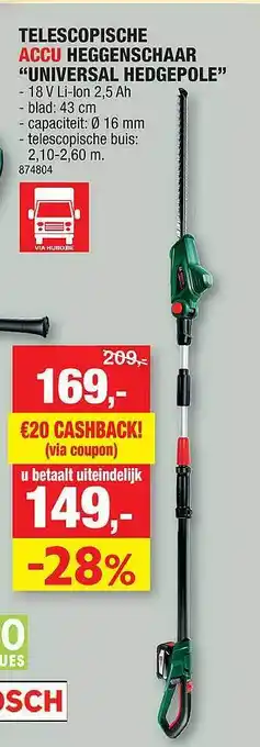 Hubo Telescopische Accu Heggenschaar aanbieding