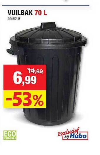 Hubo Vuilbak 70 L aanbieding