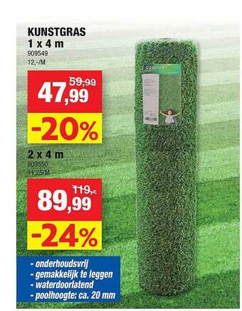 Hubo Kunstgras 1 X 4 M aanbieding
