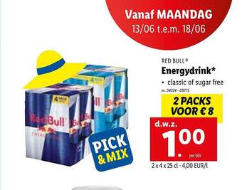 Lidl Red Bull Energydrink aanbieding