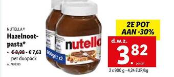 Lidl Nutella Hazelnootpasta aanbieding