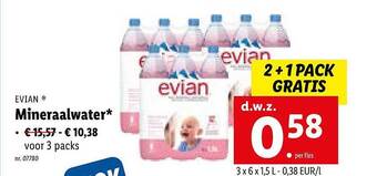 Lidl Evian Mineraalwater aanbieding