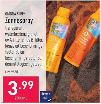 ALDI Ombra Sun Zonnespray aanbieding