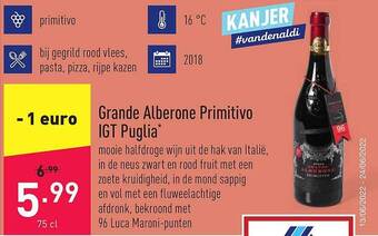 ALDI Grande Alberone Primitivo Igt Puglia aanbieding