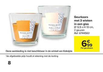 Carrefour Geurkaars Met 3 Wieken In Een Glas aanbieding