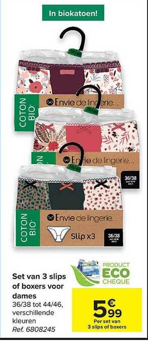 Carrefour Set Van 3 Slips Of Boxers Voor Dames aanbieding