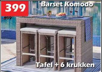 iTEK Barset Komodo Tafel + 6 Krukken aanbieding
