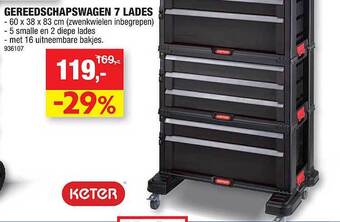 Hubo Gereedschapswagen 7 Lades aanbieding
