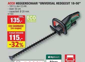Hubo Accu Heggenschaar Universal Hedgecut 18-50 aanbieding