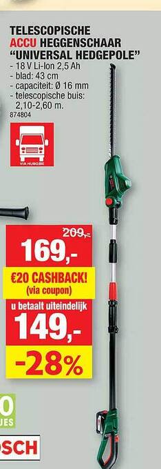 Hubo Telescopische Accu Heggenschaar Universal Hedgepole aanbieding