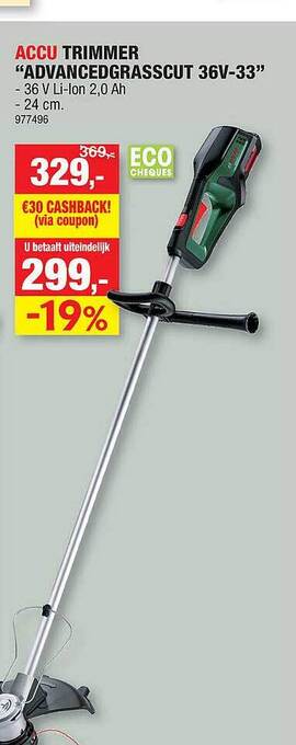 Hubo Accu Trimmer Advancedgrasscut 36v-33 aanbieding
